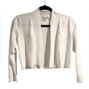 Calvin Klein White Cropped Cardigan Sweater Small